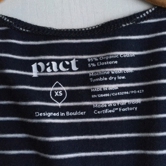 Pact Organic Cotton Wrap Dress Tulip Navy Stripes - Picture 4 of 8